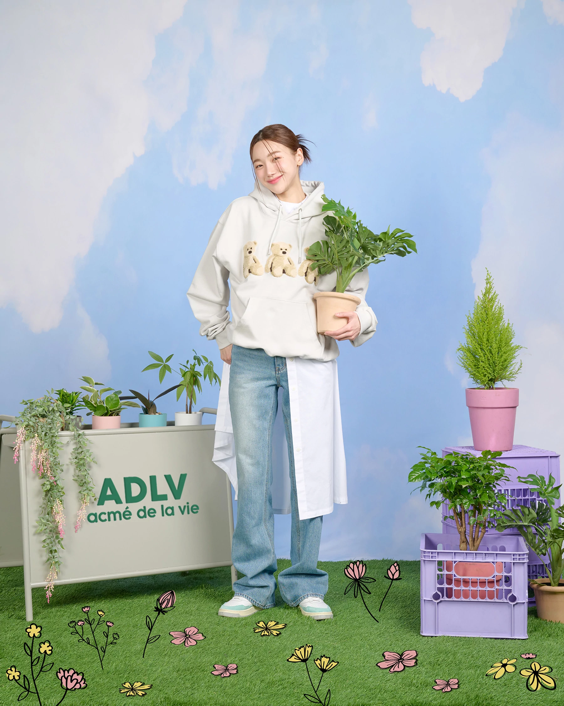 ÁO HOODIE ADLV THREE BOUCLE BEAR XÁM