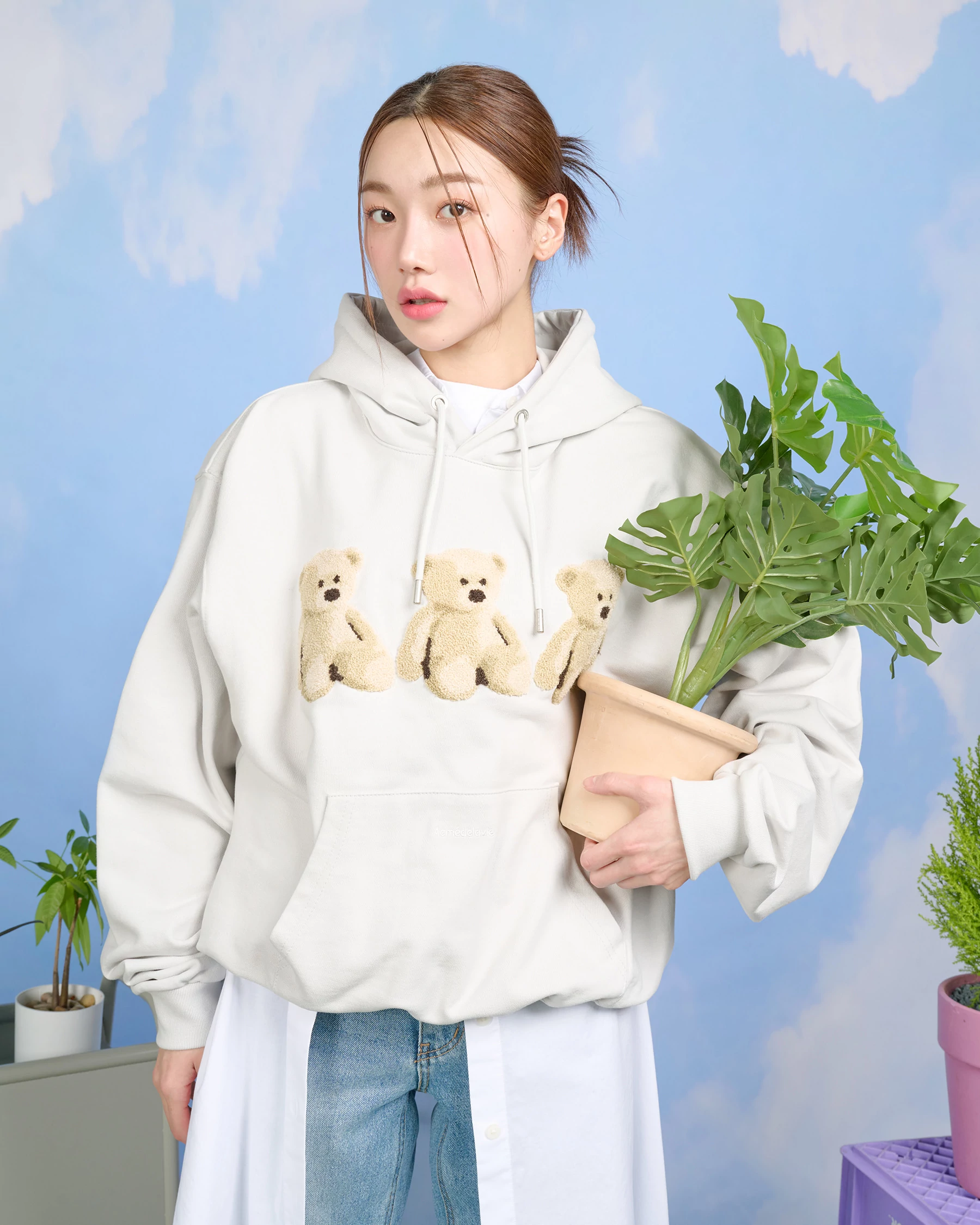 ÁO HOODIE ADLV THREE BOUCLE BEAR XÁM
