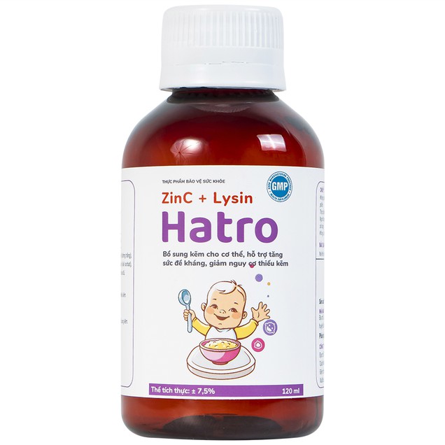 Siro ZinC + Lysin Hatro bổ sung kẽm, tăng sức đề kháng cho cơ thể (120ml)