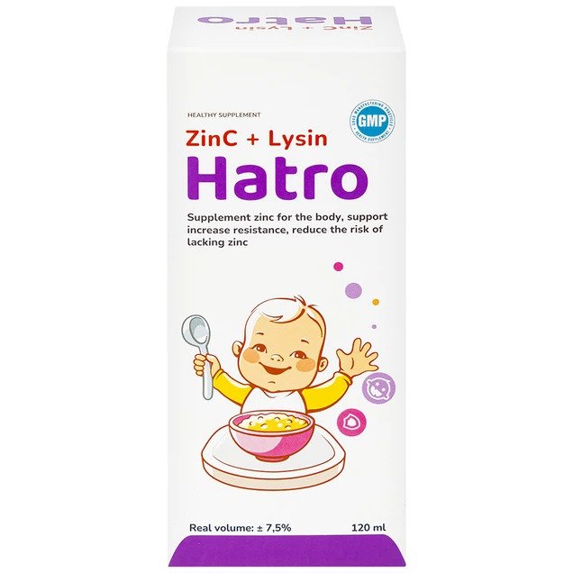 Siro ZinC + Lysin Hatro bổ sung kẽm, tăng sức đề kháng cho cơ thể (120ml)