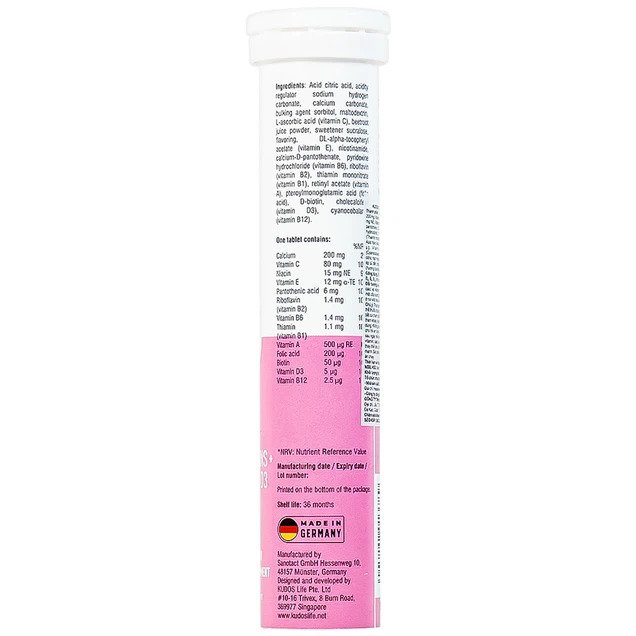 Viên sủi Kudos Kids Multivitamins Plus Calcium & D3 hương dưa hấu giúp bổ sung calci và vitamin cho cơ thể (20 viên)