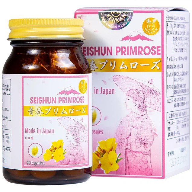 Viên uống bổ sung dầu hoa Anh Thảo Kenkan Seishun Primrose cải thiện triệu chứng tiền mãn kinh (60 viên)