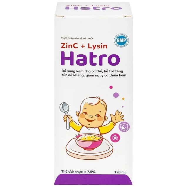 Siro ZinC + Lysin Hatro bổ sung kẽm, tăng sức đề kháng cho cơ thể (120ml)