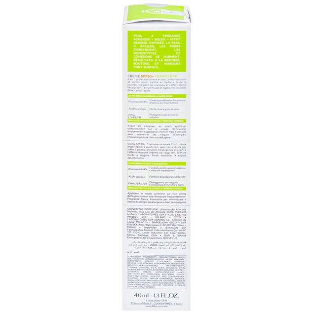Kem chống nắng dưỡng da vùng mặt SVR Sebiaclear Creme SPF50+ dành cho da dầu, da nhạy cảm (40ml)