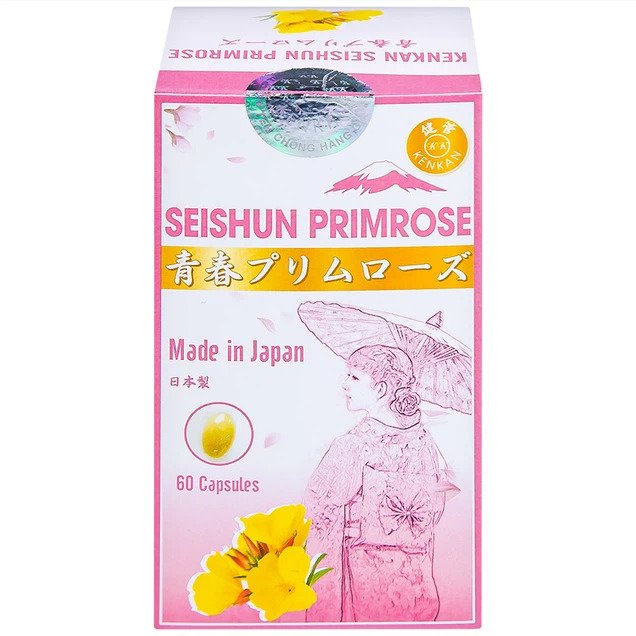 Viên uống bổ sung dầu hoa Anh Thảo Kenkan Seishun Primrose cải thiện triệu chứng tiền mãn kinh (60 viên)