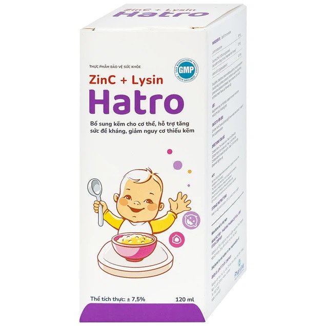 Siro ZinC + Lysin Hatro bổ sung kẽm, tăng sức đề kháng cho cơ thể (120ml)