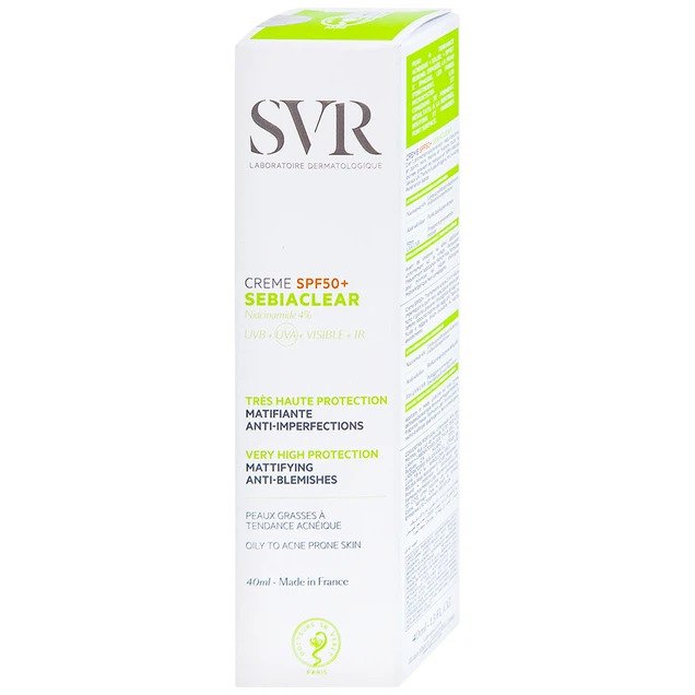 Kem chống nắng dưỡng da vùng mặt SVR Sebiaclear Creme SPF50+ dành cho da dầu, da nhạy cảm (40ml)