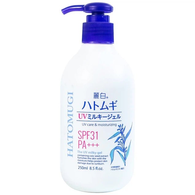 Sữa dưỡng thể chống nắng Reihaku Hatomugi UV Milky Gel giúp dưỡng ẩm và làm sáng da (250ml)