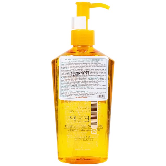 Dầu tẩy trang Softymo Deep Cleansing Oil giúp làm sạch sâu lớp trang điểm trên bề mặt da (230ml)