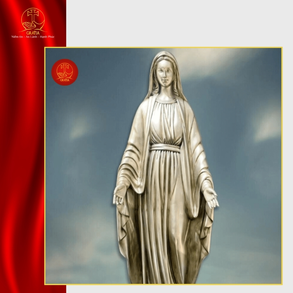 Mẫu tượng Đức Mẹ ngoài trời bằng đồng, độ bền cao 2024