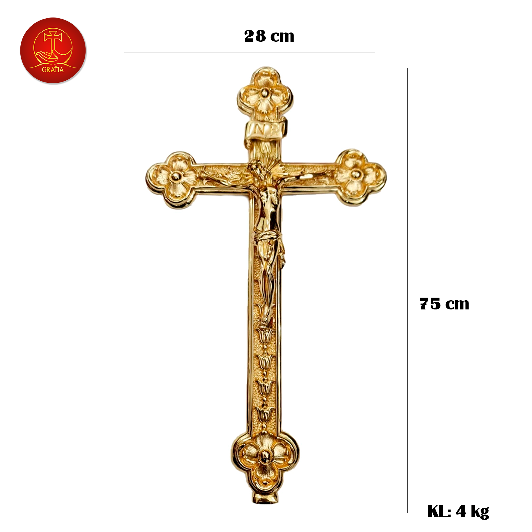 Thánh Giá Hoa Đào Không Đế Cao 75cm - Màu Gold