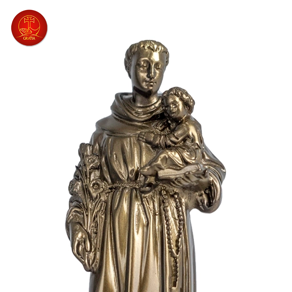 Tượng Thánh Anton cao 13Cm - Màu Cổ Điển