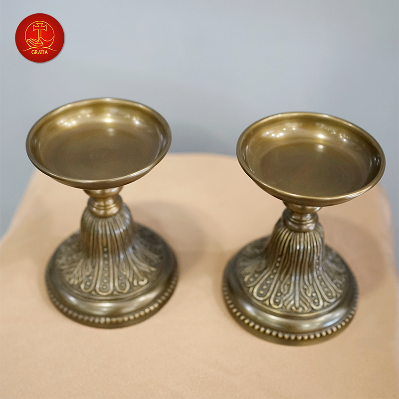 Chân Nến Đế Bông cao 14cm - Màu Cổ Điển
