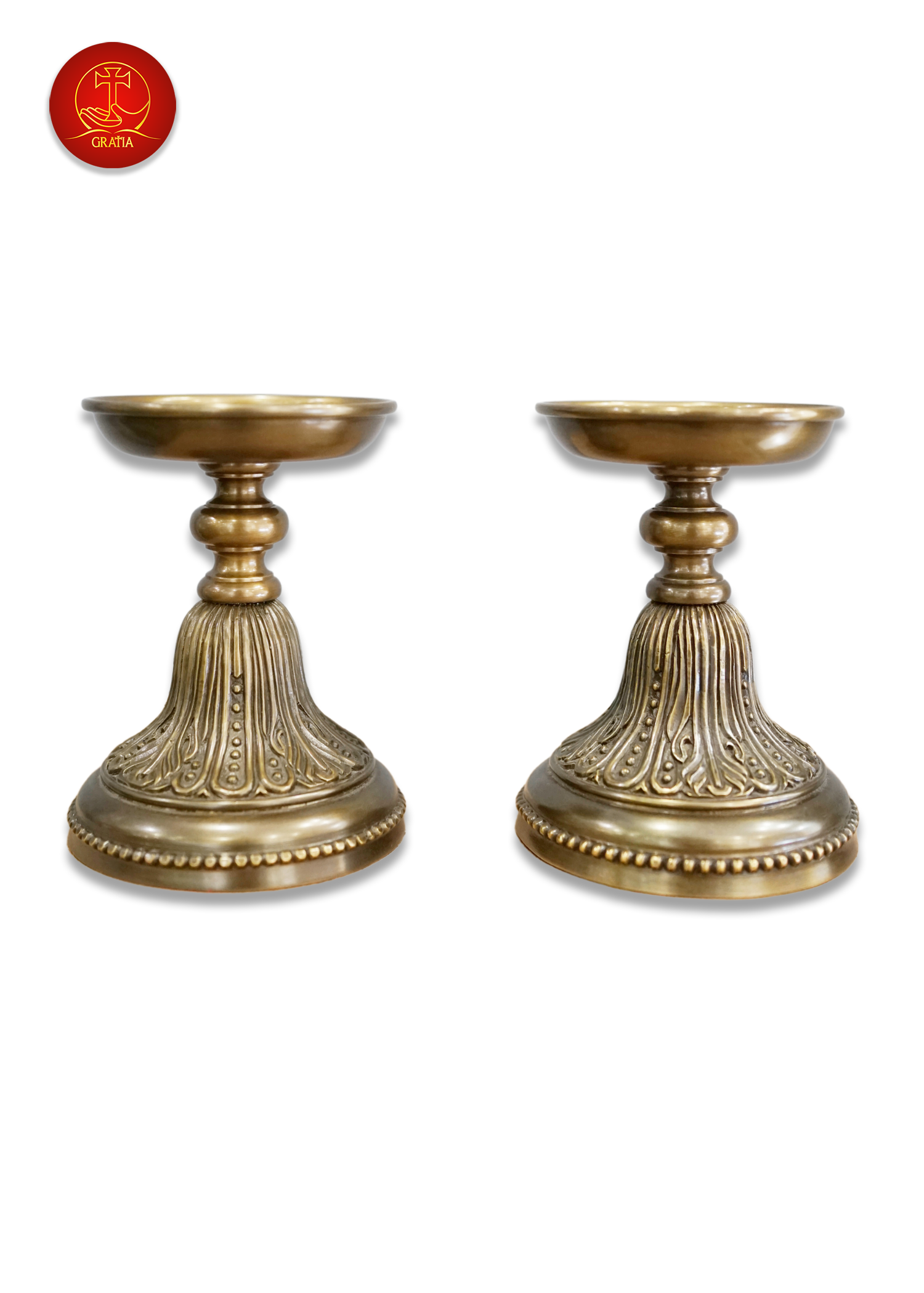 Chân Nến Đế Bông cao 14cm - Màu Cổ Điển