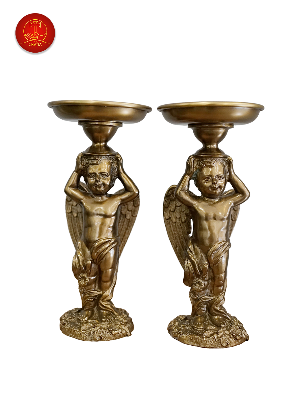 Chân Nến Thiên Thần cao 24cm - Màu Cổ Điển