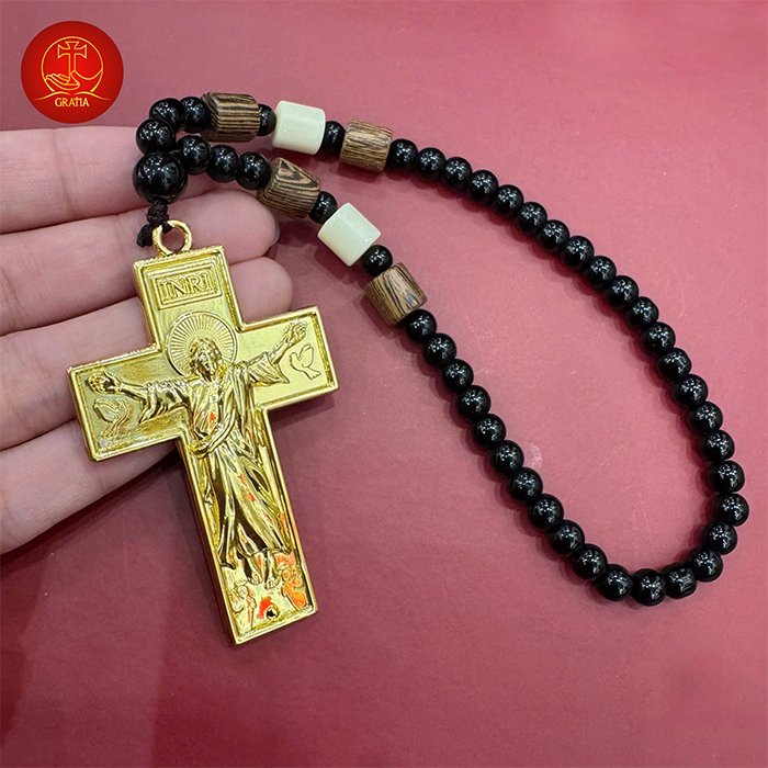 Dây Treo Ô Tô Thánh Giá Bằng Hợp Kim Mạ Vàng 24K