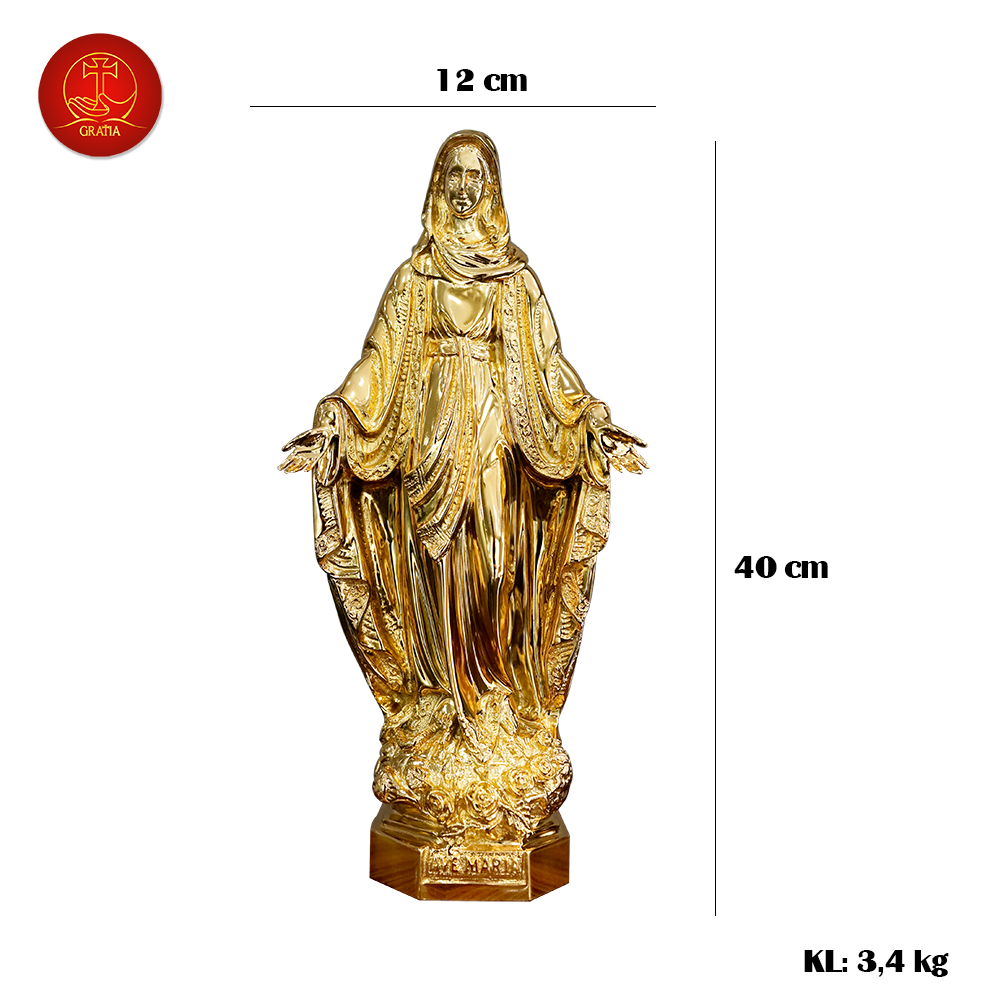 Tượng Đức Mẹ Ban Ơn cao 40cm - Màu Cổ Điển
