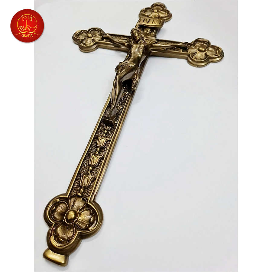 Thánh Giá Hoa Đào Không Đế Cao 75cm - Màu Cổ Điển