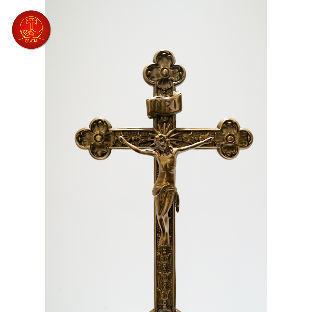 Mẫu Thánh Giá Hoa Đào Đẹp Có Đế cao 42 cm - Màu Cổ Điển