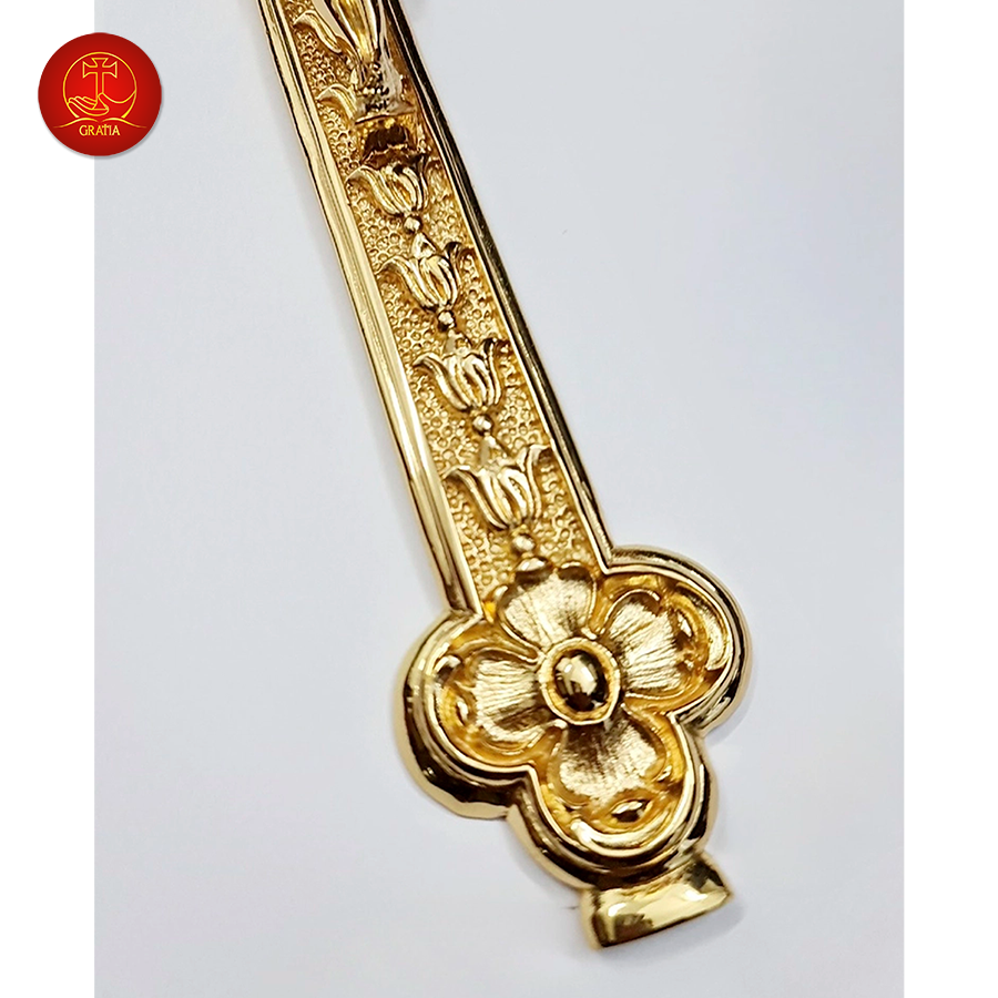 Thánh Giá Hoa Đào Không Đế Cao 48cm - Màu Gold