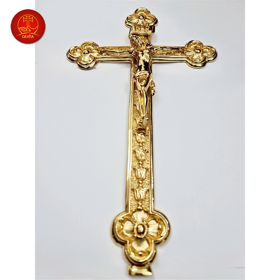 Thánh Giá Hoa Đào Không Đế Cao 75cm - Màu Gold