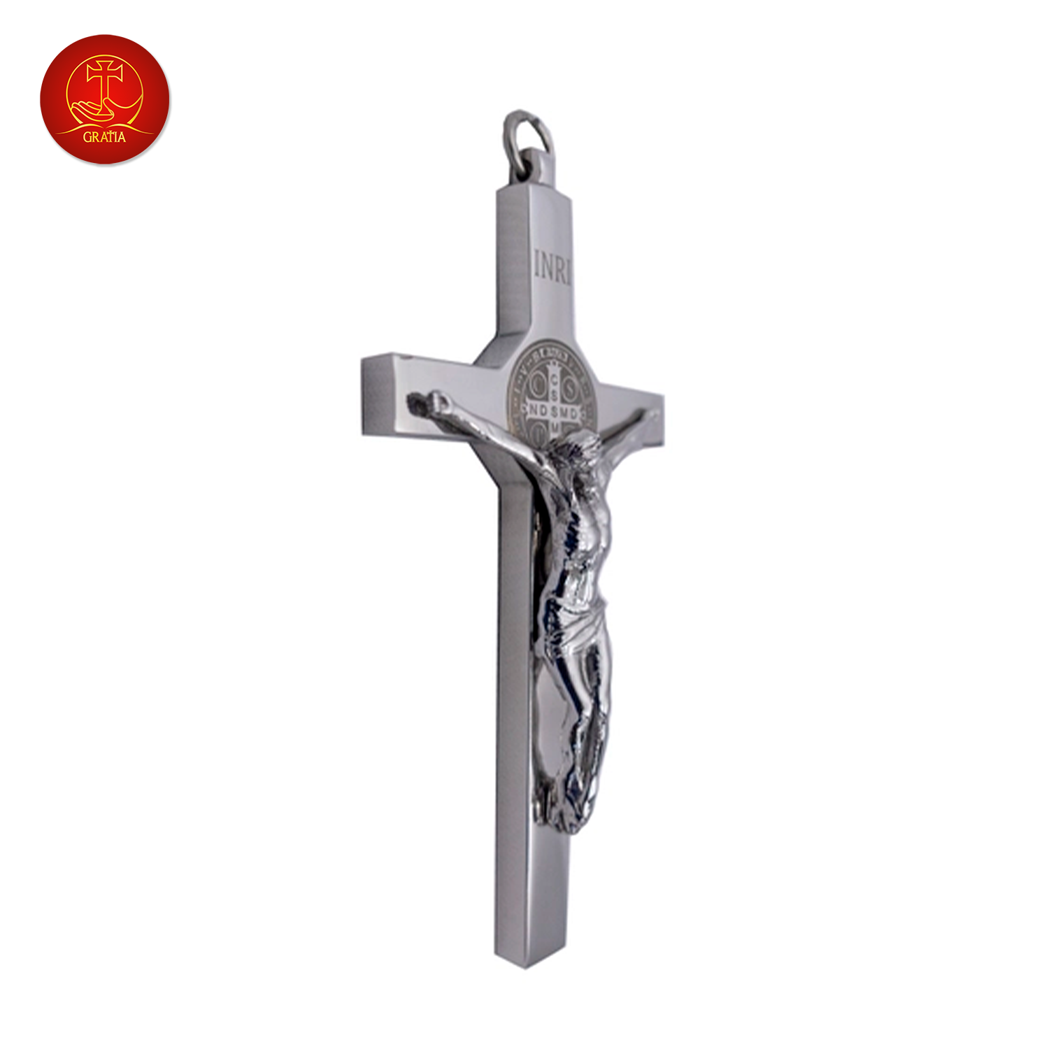 Thánh Giá Có Mề Đay BENEDICT - Không Đế (mini) - Màu Silver