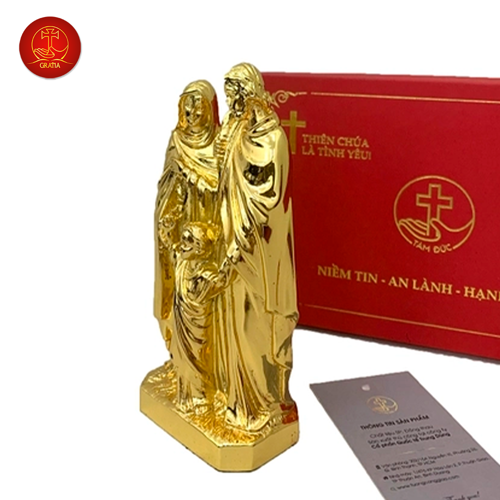 Tượng Gia Đình Thánh Gia cao 12cm - Màu Gold