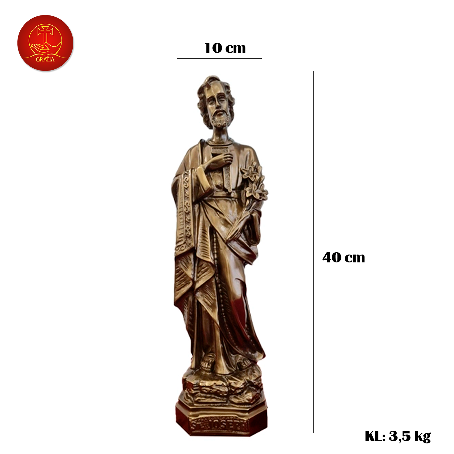 Tượng Thánh Giuse cao 40cm - Màu Cổ Điển 