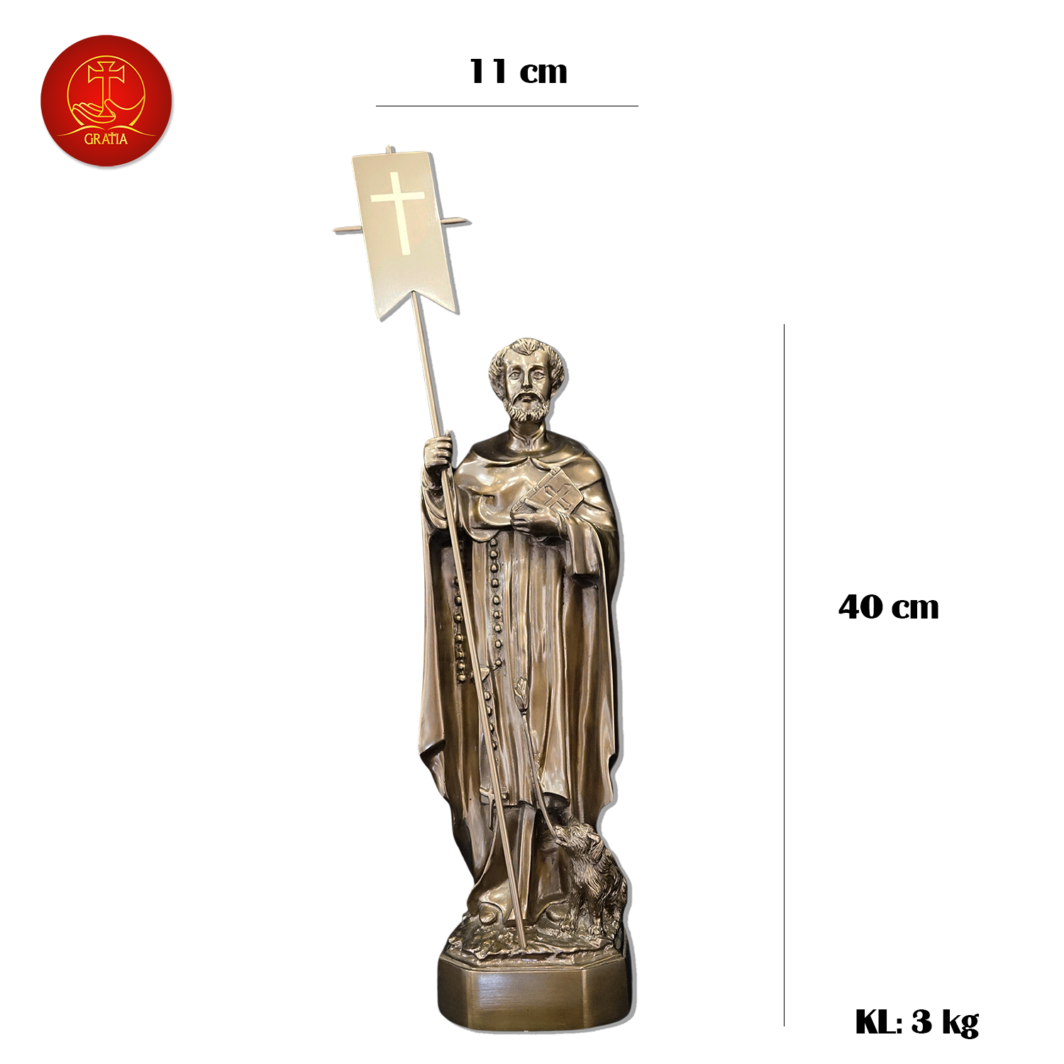 Tượng Thánh Đa Minh Cao 40cm - Màu Cổ Điển