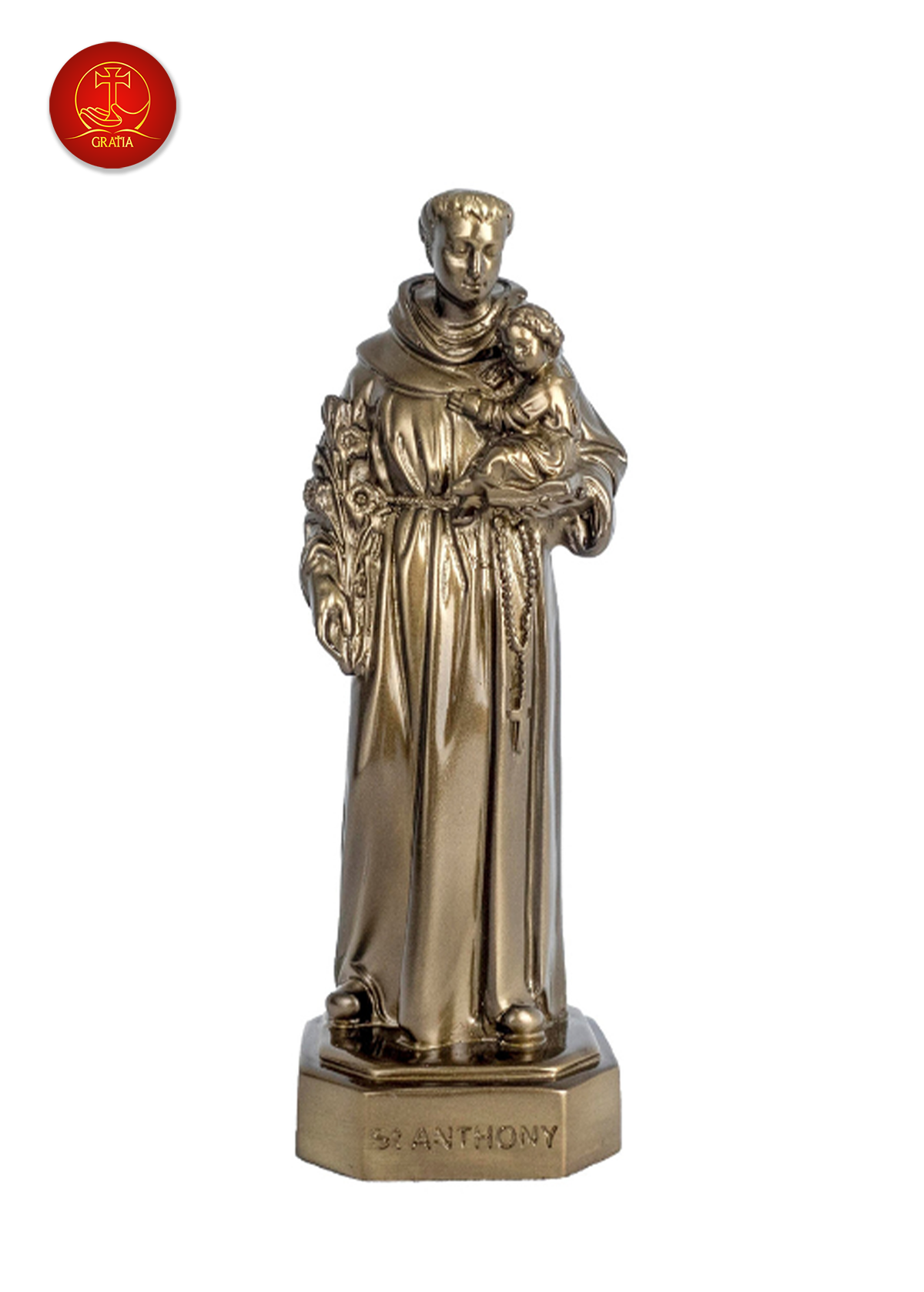 Tượng Thánh Anton cao 13Cm - Màu Cổ Điển