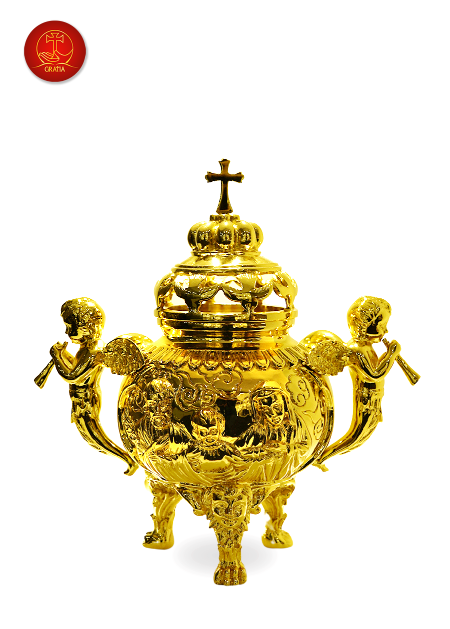 Lư Xông Trầm (mẫu tròn) Cao 22cm - Màu Gold