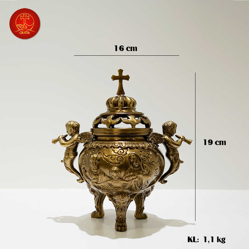 Lư Xông Trầm ( Mẫu Tròn ) Cao 19cm - Màu Cổ Điển