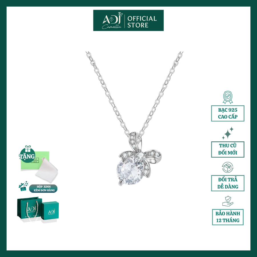 Dây Chuyền Nữ Bạc ADJ 925  Pha Lê Swarovski Hình Chiếc Nơ Phụ Kiện Trang Sức Nữ Cao Cấp SD54127AD