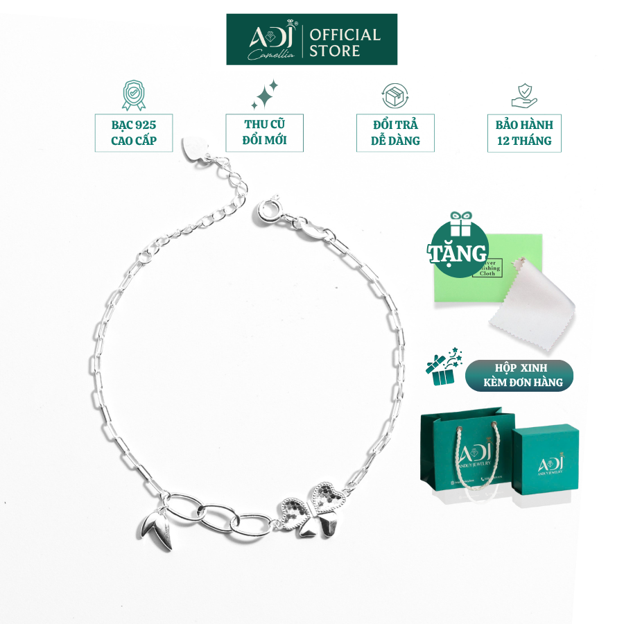 Lắc Tay Nữ Bạc ADJ 925 Mix Charm Nơ Nabi Phụ Kiện Trang Sức Nữ Cao Cấp SLT134340AD