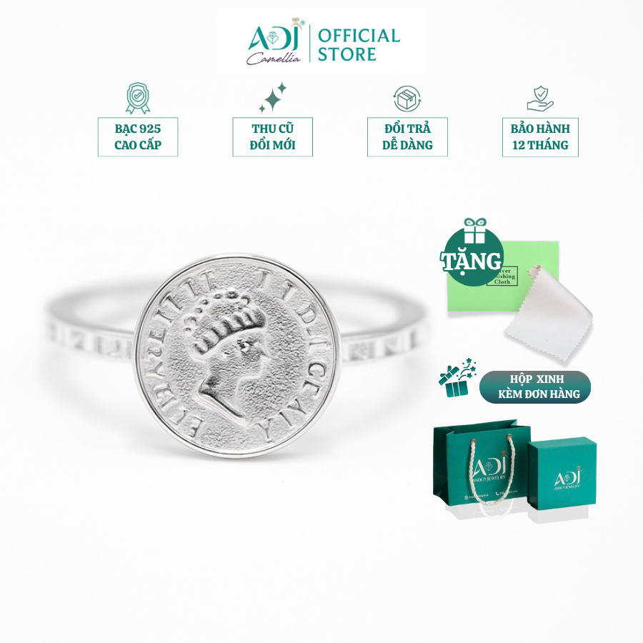 Nhẫn Bạc Nữ ADJ Freesize Phong Cách Châu Âu Sang Trọng Cổ Điển  SN118215AD