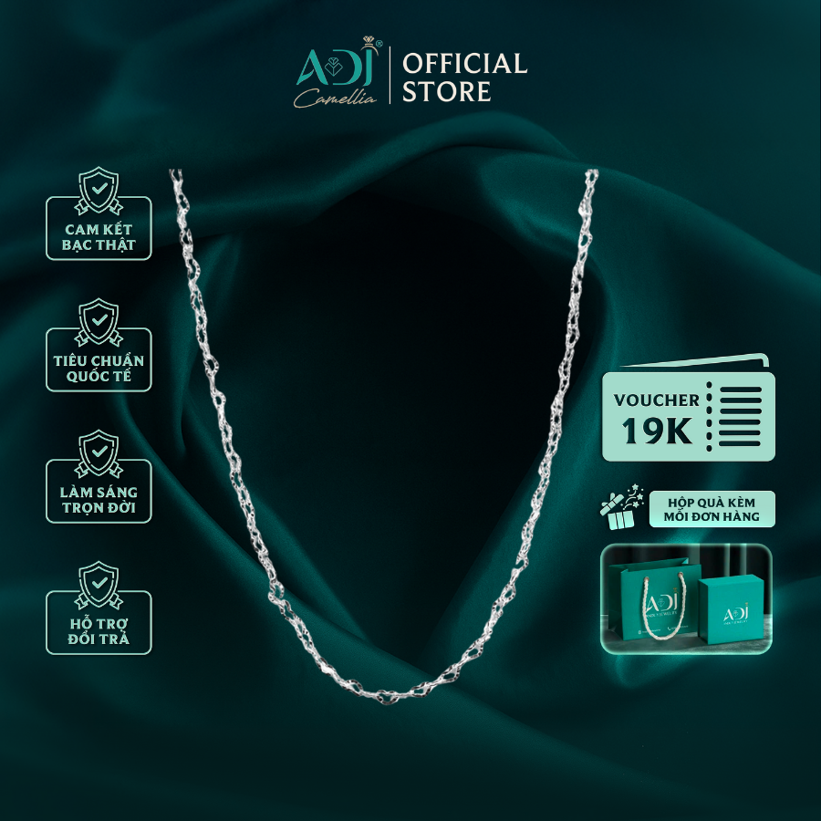 Dây Chuyền Nữ Bạc ADJ 925 Mắt Xích Trái Tim Không Mặt Phụ Kiện Trang Sức Nữ Cao Cấp SDC14666AD