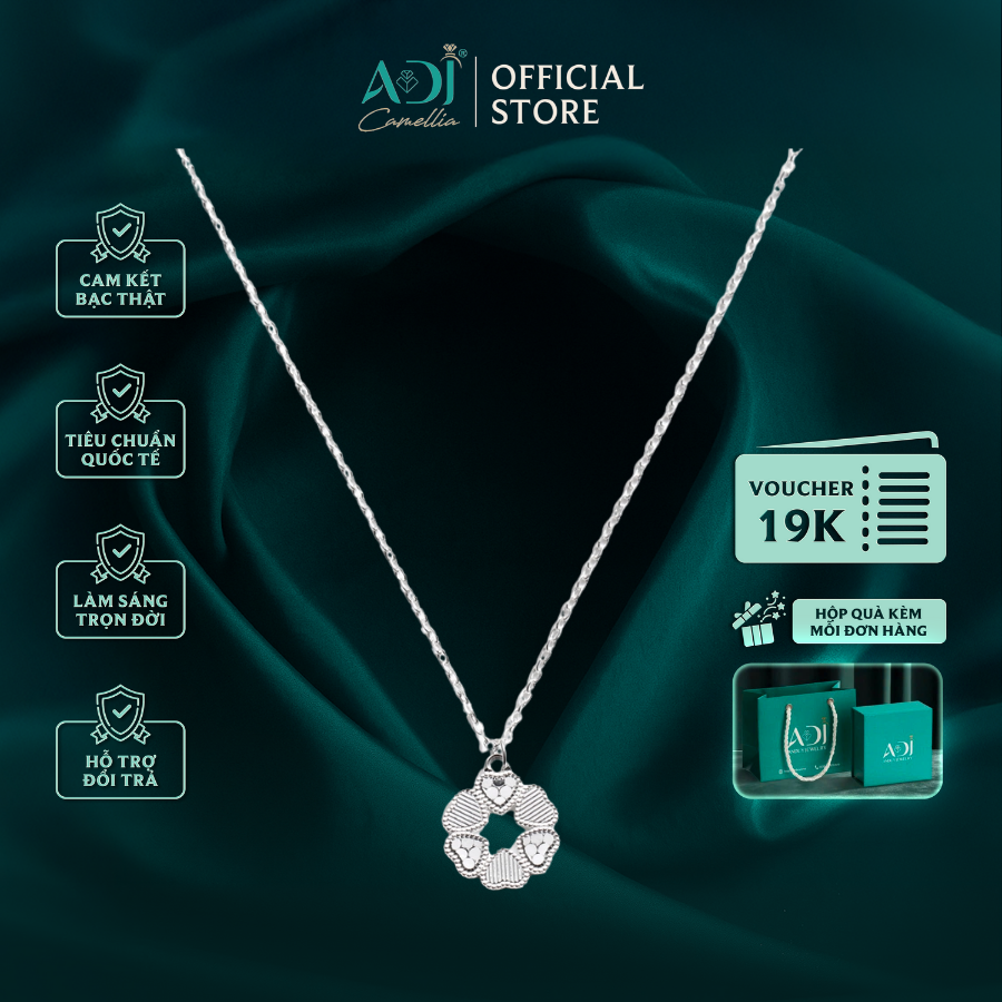 Dây Chuyền Nữ Bạc ADJ 925 Tam Hợp Tình Yêu Phụ Kiện Trang Sức Nữ  SD146144AD