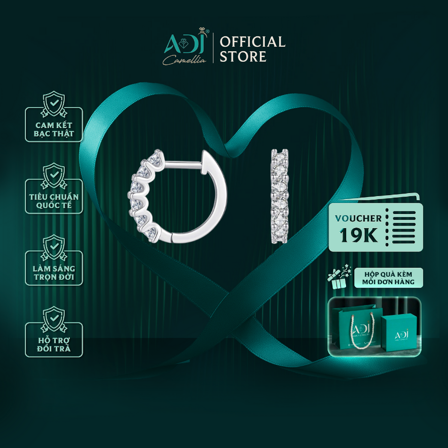 Bông Tai Nữ Bạc ADJ 925  Đính Hạt Lấp Lánh Sang Trọng Phụ Kiện Trang Sức Nữ Cao Cấp SB16201AD