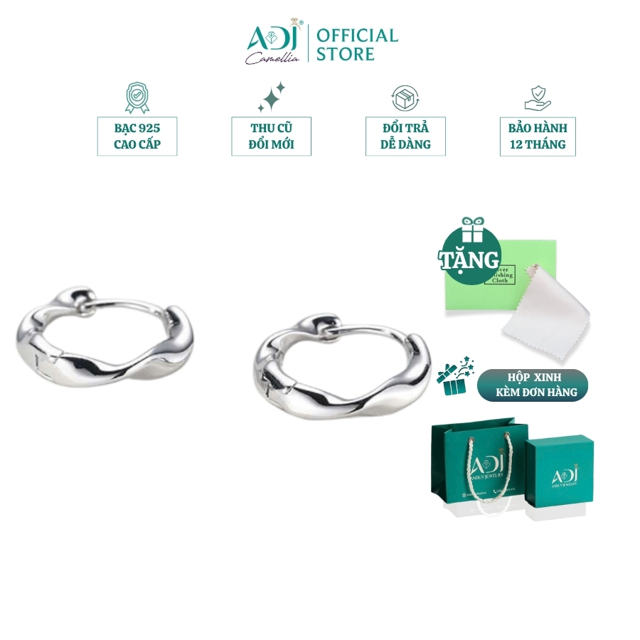 Bông tai Trang sức bạc 925 ADJ an toàn sang trọng cao cấp bông tai tròn - SB118165AD