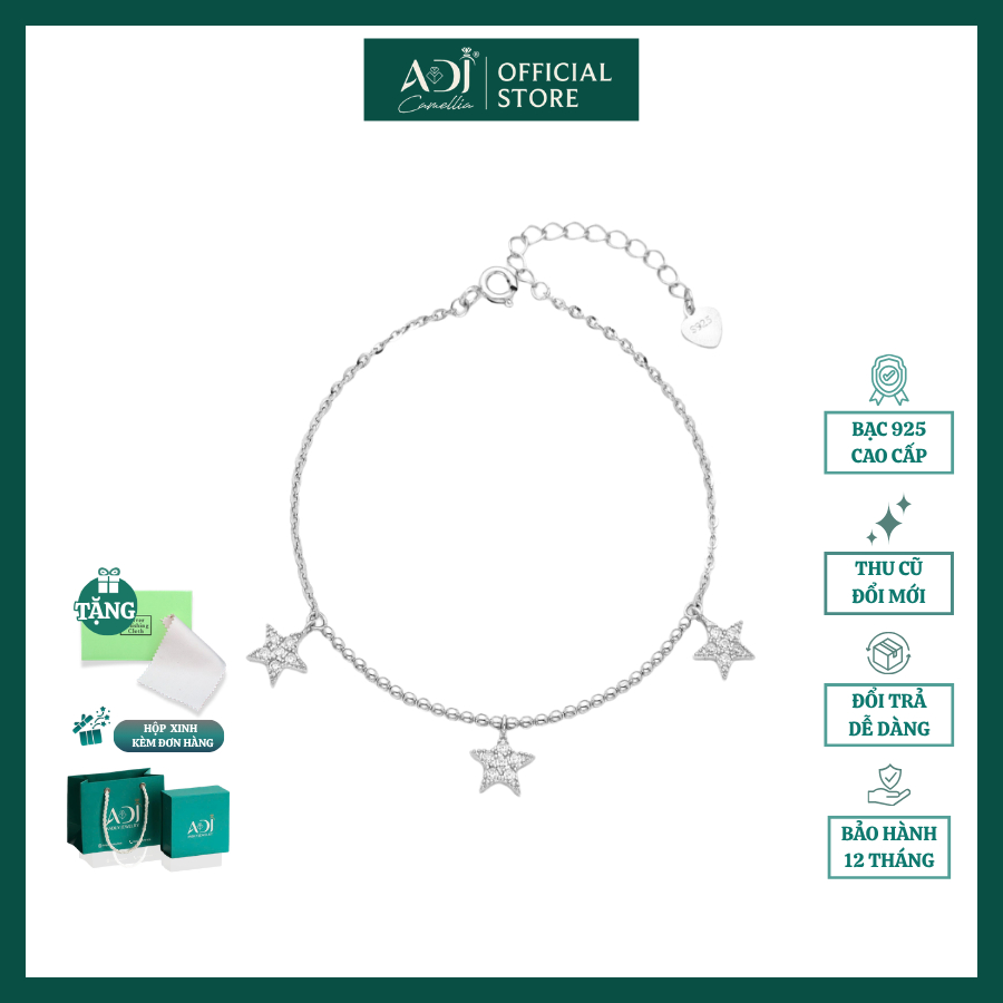 Lắc chân Trang sức bạc 925 ADJ Starlights Bộ Ba Ánh Sao Lấp Lánh  SL16208AD - SLC16227AD