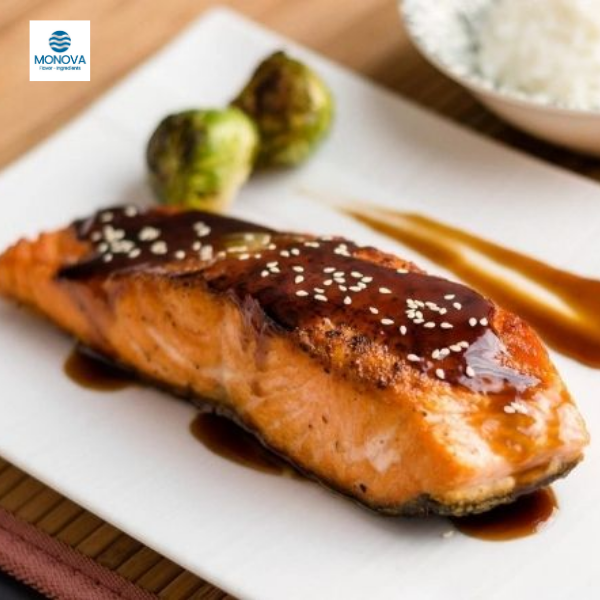 HƯƠNG CÁ HỒI ÁP CHẢO XỐT TERIYAKI