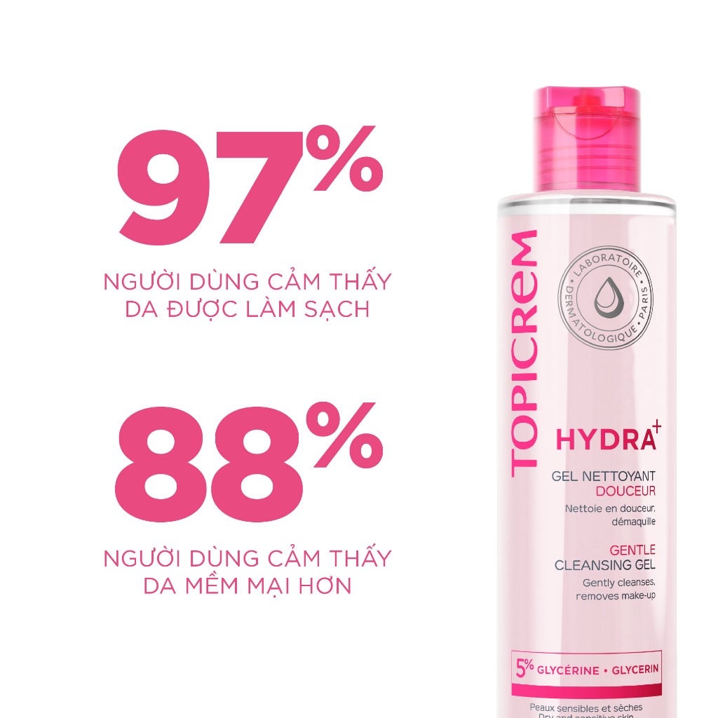 Gel rửa mặt dành cho da khô và nhạy cảm -TOPICREM Gentle Cleansing Gel 200ml