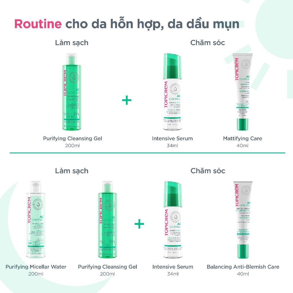 Nước tẩy trang dành cho da dầu mụn TOPICREM AC PURIFYING MICELLAR WATER 200ml