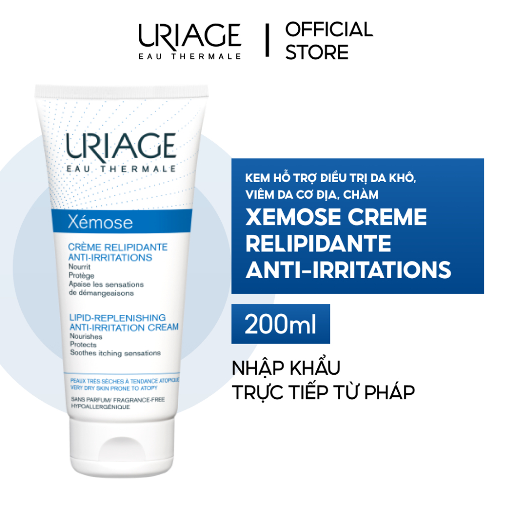 Kem dưỡng ẩm Uriage Xémose Creme Relipidante Anti Irritations cho da khô, viêm da cơ địa, chàm