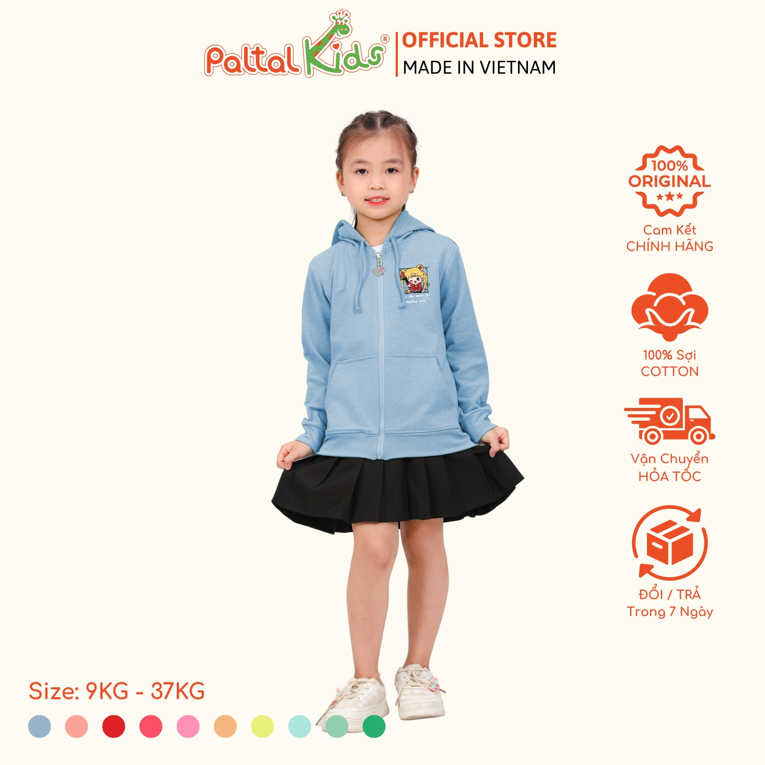 Áo Khoác Cotton TC Chống Nắng Bé Gái Cao Cấp - 431 4028