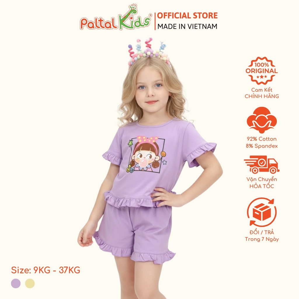 BST Mùa Xuân - Bộ Đùi Tay Ngắn Cotton Mỹ Bé Gái Cao Cấp - 025 2033