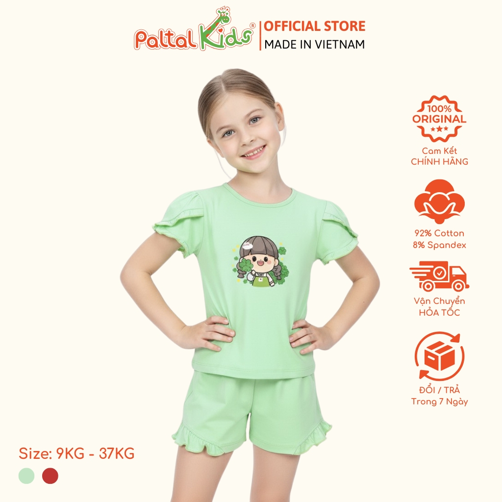 BST Mùa Xuân - Bộ Đùi Tay Ngắn Cotton Mỹ Bé Gái Cao Cấp - 025 2027