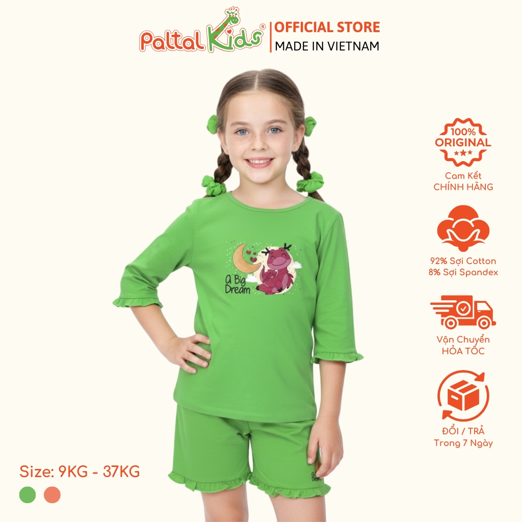 BST Mùa Thu - Bộ Đùi Tay Lỡ Cotton Mỹ Bé Gái Cao Cấp - 025 2073