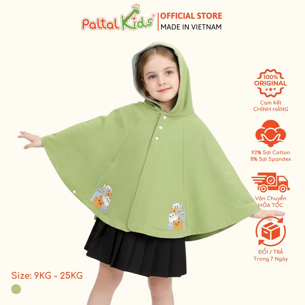 Áo Choàng Cánh Dơi Cotton Melan Bé Gái Cao Cấp - 191 4008