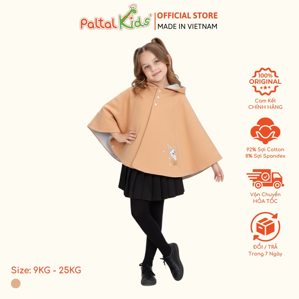 Áo Choàng Cánh Dơi Cotton Melan Bé Gái Cao Cấp - 191 4007